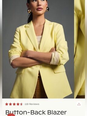 Mauve Lemon Yellow Tailored Button-Back Blazer
